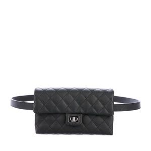 CHANEL Quilted Uniform Waist Bag reissue 2.55 black caviar